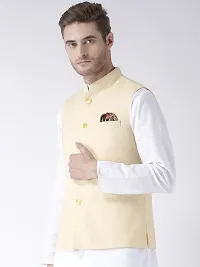 Yellow Blended Solid Nehru Jackets-thumb1