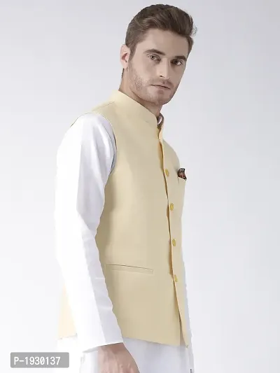 Yellow Blended Solid Nehru Jackets-thumb3