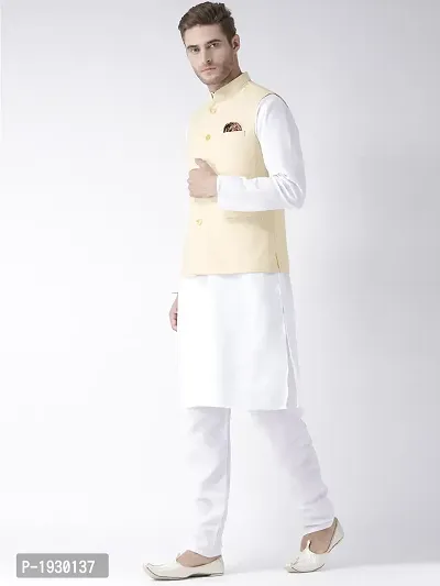 Yellow Blended Solid Nehru Jackets-thumb4
