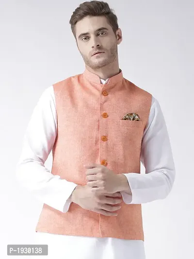 Orange Blended Solid Nehru Jackets-thumb0