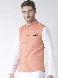 Orange Blended Solid Nehru Jackets-thumb1