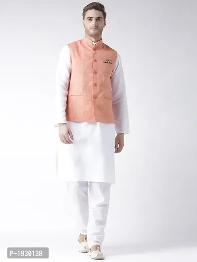 Orange Blended Solid Nehru Jackets-thumb4