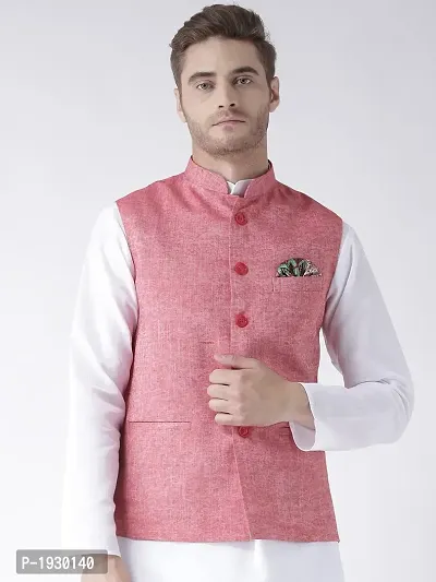Red Blended Solid Nehru Jackets-thumb0
