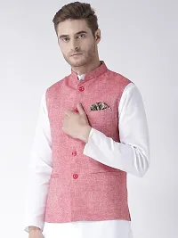 Red Blended Solid Nehru Jackets-thumb1