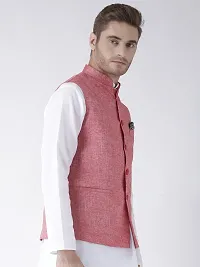 Red Blended Solid Nehru Jackets-thumb2
