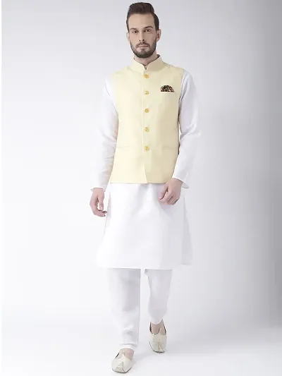 Cotton Printed Kurta And Nehru Jacket Sets