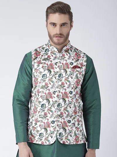 Party Wear Printed Blended Nehru Jackets