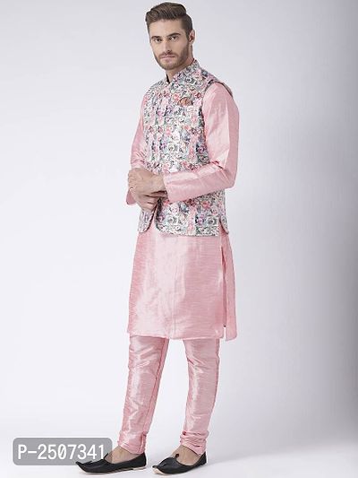 Men Multicoloured Printed Nehru Jacket With Pocket Square-thumb4