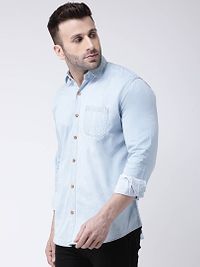 Denim Solid Shirt For Men-thumb2