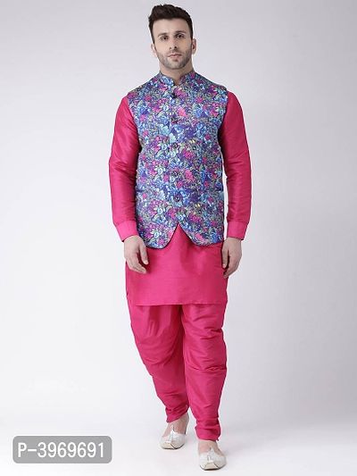 Polyester Viscose Printed Reversible Ethnic Jacket For Men-thumb5