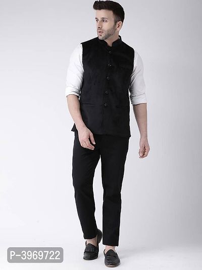 Velvet Solid Ethnic Jacket For Men-thumb2