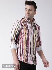 Stylish White Striped Cotton Blend Slim Fit Casual Shirt For Men-thumb2