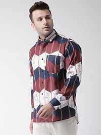 Stylish Brown Printed Cotton Blend Slim Fit Casual Shirt For Men-thumb1