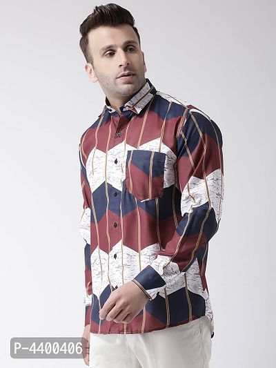 Stylish Brown Printed Cotton Blend Slim Fit Casual Shirt For Men-thumb2