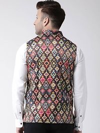 Elite Brown Polyester Viscose Printed Ethnic Waistcoat For Men-thumb4