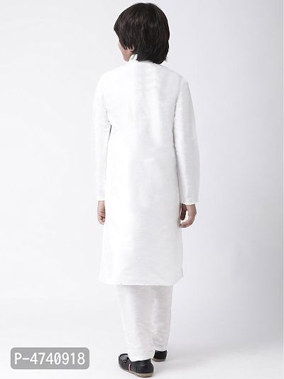 Stylish Silk White Solid Kurta With Pyjama Set For Boys-thumb3