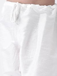 Stylish Silk White Solid Kurta With Pyjama Set For Boys-thumb4