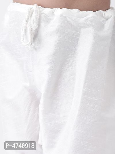 Stylish Silk White Solid Kurta With Pyjama Set For Boys-thumb5