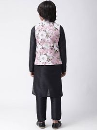 Stylish Viscose Black Solid Full Sleeves Kurta With Pyjama With Printed Jacket Set For Boys-thumb2
