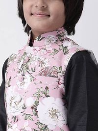 Stylish Viscose Black Solid Full Sleeves Kurta With Pyjama With Printed Jacket Set For Boys-thumb3