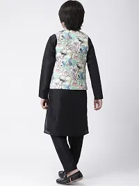 Stylish Viscose Black Solid Full Sleeves Kurta With Pyjama With Printed Jacket Set For Boys-thumb2