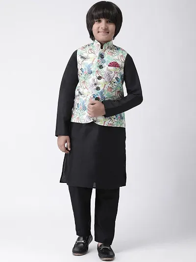 Stylish Polyester Floral & Ethnic Printed Nehru Jacket