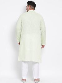 Men Cotton Linen Solid Kurtas with Bottom Set-thumb3