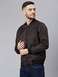 Stylish Polyester Viscose Black Checked Long Sleeves Jacket For Men-thumb2