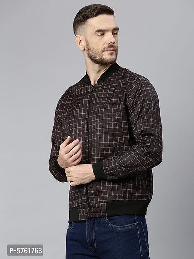 Stylish Polyester Viscose Black Checked Long Sleeves Jacket For Men-thumb3