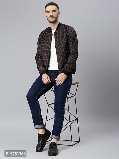 Stylish Polyester Viscose Black Checked Long Sleeves Jacket For Men-thumb5