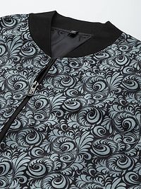Stylish Polyester Viscose Grey Printed Long Sleeves Jacket For Men-thumb1