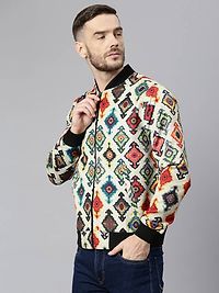 Stylish Polyester Viscose Multicoloured Printed Long Sleeves Jacket For Men-thumb2