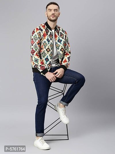 Stylish Polyester Viscose Multicoloured Printed Long Sleeves Jacket For Men-thumb5