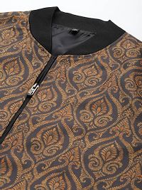 Stylish Polyester Viscose Brown Printed Long Sleeves Jacket For Men-thumb1