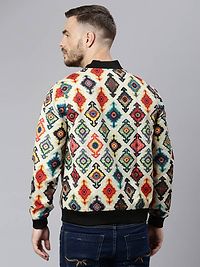 Stylish Polyester Viscose Multicoloured Printed Long Sleeves Jacket For Men-thumb3