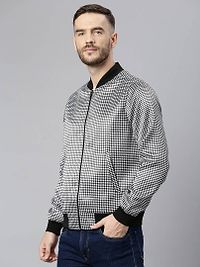 Stylish Polyester Viscose White Checked Long Sleeves Jacket For Men-thumb2