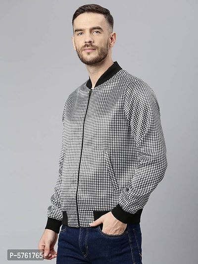 Stylish Polyester Viscose White Checked Long Sleeves Jacket For Men-thumb3