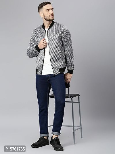 Stylish Polyester Viscose White Checked Long Sleeves Jacket For Men-thumb5