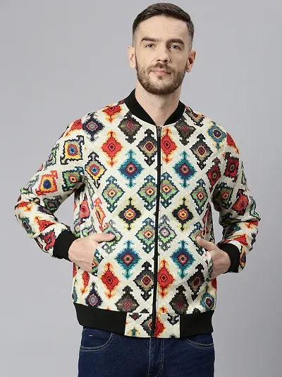 Stylish Polyester Viscose Printed Long Sleeves Jacket