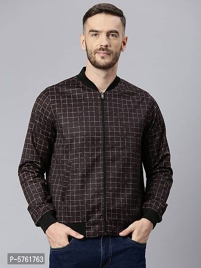 Stylish Polyester Viscose Black Checked Long Sleeves Jacket For Men-thumb0
