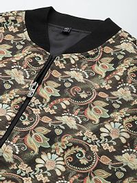 Stylish Polyester Viscose Brown Printed Long Sleeves Jacket For Men-thumb1