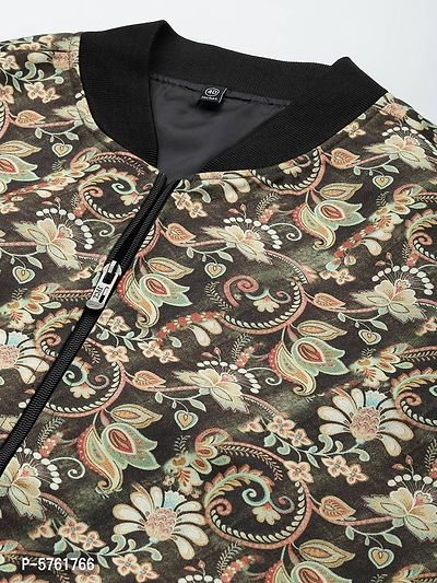 Stylish Polyester Viscose Brown Printed Long Sleeves Jacket For Men-thumb2