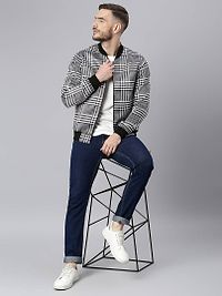 Stylish Polyester Viscose White Checked Long Sleeves Jacket For Men-thumb4