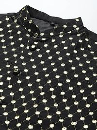 Elite Black Polyester Viscose Embroidered Nehru Jackets For Men-thumb1