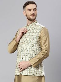 Elite White Polyester Viscose Embroidered Nehru Jackets For Men-thumb2