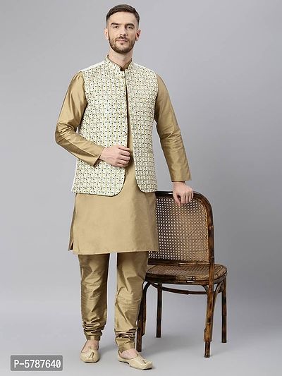 Elite White Polyester Viscose Embroidered Nehru Jackets For Men-thumb5