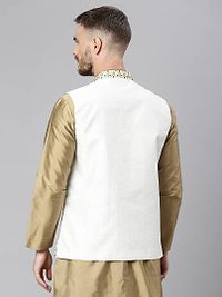 Elite White Polyester Viscose Embroidered Nehru Jackets For Men-thumb3