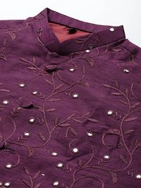 Elite Purple Polyester Viscose Embroidered Nehru Jackets For Men-thumb1