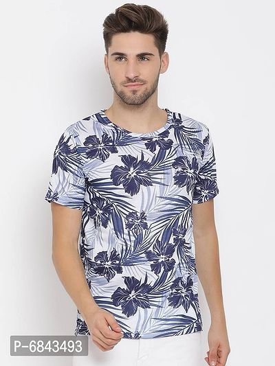 Stylish Cotton Printed Round Neck Tees For Men-thumb0