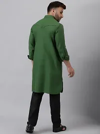 Hangup Men Casualwear Solid Green Pathani Kurta with Salwar Set-thumb4